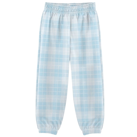 Light Blue Plaid Boys Pants Kids Casual Sweatpants Joggers Toddler Sports Pants 3-10 Years