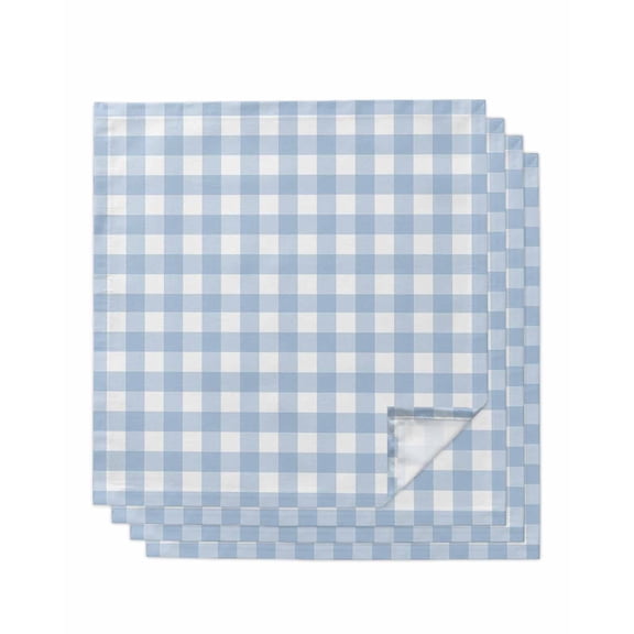 Light Blue Plaid Cloth Napkins Set of 4 Reusable Dinner Napkins, Modern Minimalist Country Cocktail Napkin Washable Table Napkins for Wedding/Holiday Party/Baby Shower 20"x20"