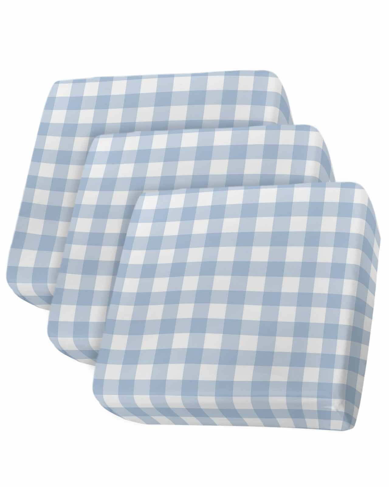 Light Blue Plaid Couch Cushion Covers Stretch, Washable Sofa Seat Covers Individual Seat Cushion Sofa Slipcovers Modern Minimalist Country Couch Cover Furniture Protector S-3PCS
