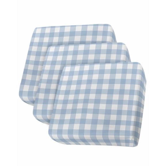 Light Blue Plaid Couch Cushion Covers Stretch, Washable Sofa Seat Covers Individual Seat Cushion Sofa Slipcovers Modern Minimalist Country Couch Cover Furniture Protector S-3PCS