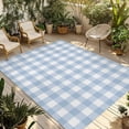 thumbnail image 1 of Light Blue Plaid Outdoor Rug 3x5 Ft - Reversible Patio Rug Outdoor Camping Rugs, Modern Minimalist Country Washable Indoor Outdoor Area Rugs, Non-Slip Outdoor Carpet Runner for Deck/Porch, 1 of 8