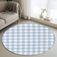 thumbnail image 1 of Light Blue Plaid Round Rug 3.3ft Washable Circle Entryway Rugs Non Slip Modern Minimalist Country Area Rug Indoor Floor Carpet for Bedroom Kitchen Living Room Home Office Dining Room Nursery, 1 of 7