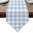 thumbnail image 1 of Light Blue Plaid Table Runner Linen Burlap Table Runner 90 Inches Long Modern Minimalist Country Dresser Scarves for Kitchen Island Coffee Dining Room Party Wedding Banquet Holiday Decoration 13"x90", 1 of 8