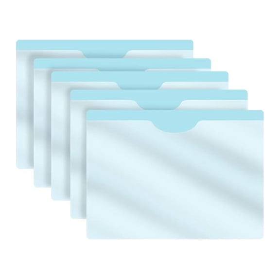 Light Blue Plastic Folders with Closed Sides, , Letter Size, Clear Front Top Loading Job , Documents Holder for Office, High School and Medical Files, Pack of 50