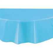 Light Blue Plastic Party Tablecloth, Round, 84in