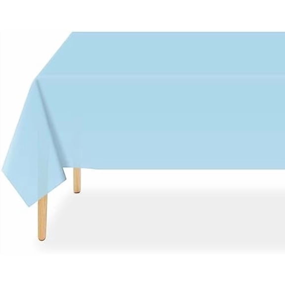 Light Blue Plastic Table Cloth Disposable 3 Pack, 54 x 108 Inch Tablecloths for Baby Shower Birthday Party, Easter Decorations, Rectangle Table Cover