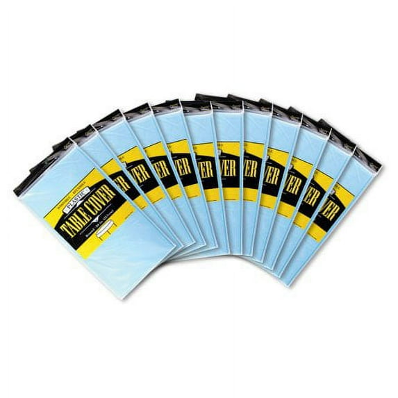 Light Blue Plastic Table Covers 12 Pieces Round 84" Fat Toad Party