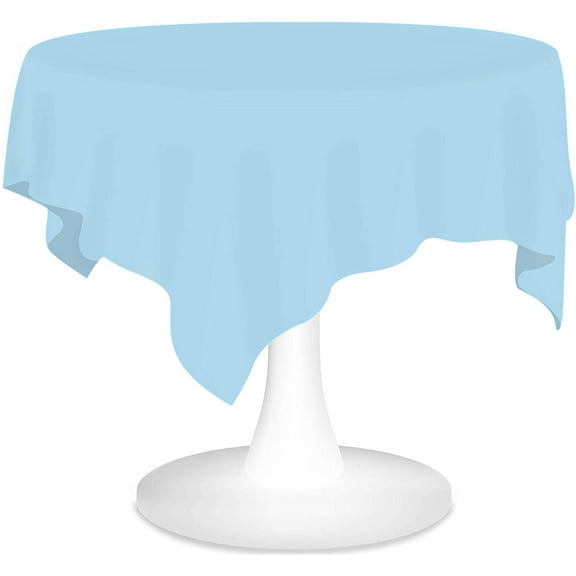 Light Blue Plastic Tablecloths 3 Pack Disposable Table Covers 84 Inches Circle Shower Party Tablecovers PEVA Vinyl Table Cloths for Round Tables up to 6 ft and Picnic BBQ Birthday Wedding Banquet