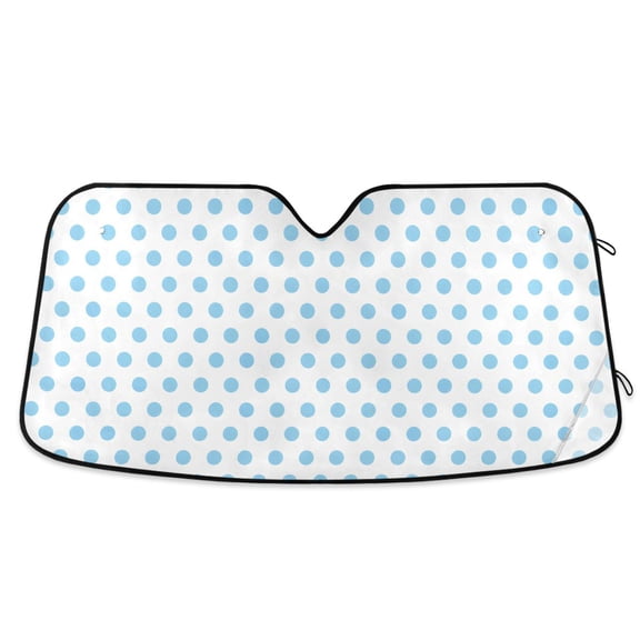 Light Blue Polka Dot Car Windshield Sun Shade Foldable Car Front Window Visor Heat and UV Protection 53x23.5