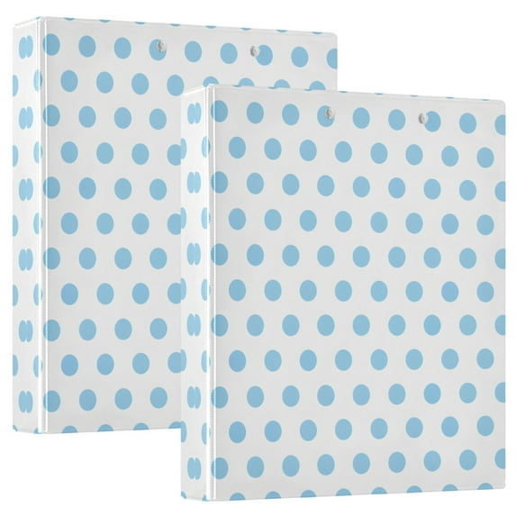 Light Blue Polka Dot Hardcover 3 Ring Binder 1.5” Round Rings Binder Organizer Letter Size Paper Pockets School Office Supplies