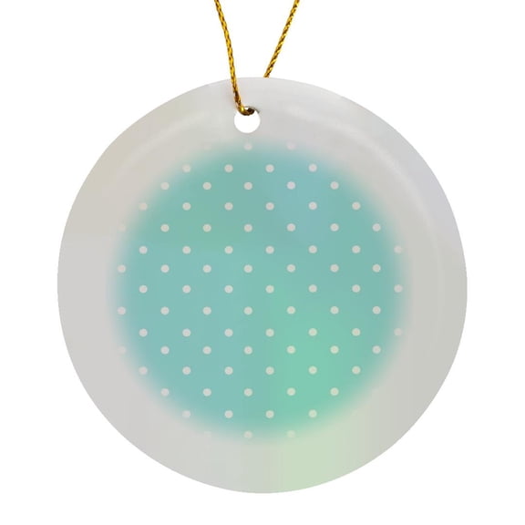 3drose, Light Blue Polka Dot Pattern - Little White Dots on Pastel Blue - Classic Small Spots - Dotty Spotty, Circle Porcelain Ornament