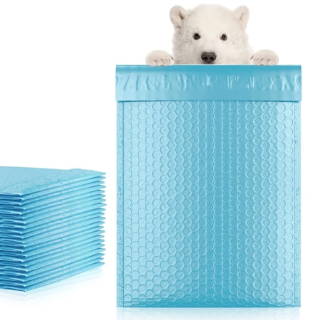 Poly Bubble Mailers, Light Blue Padded Shipping Envelopes, 100 count, 9.5 x 13.5 in