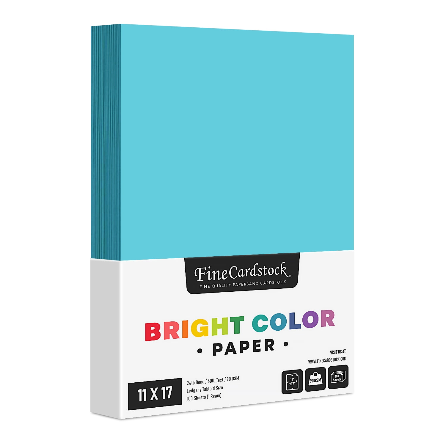 Light Blue Premium Colored Paper, 24 Lb (89gsm), 11 x 17, 100 Sheets per Pack