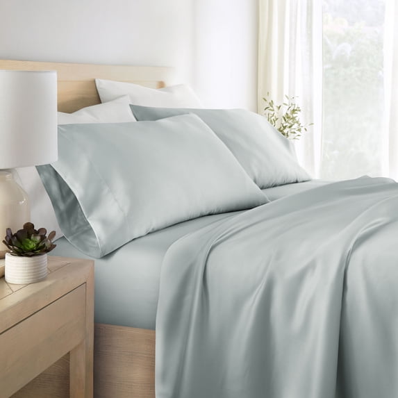 Noble Linens Rayon from Bamboo 4 Piece Luxury Bed Sheet Set, Light Blue, King