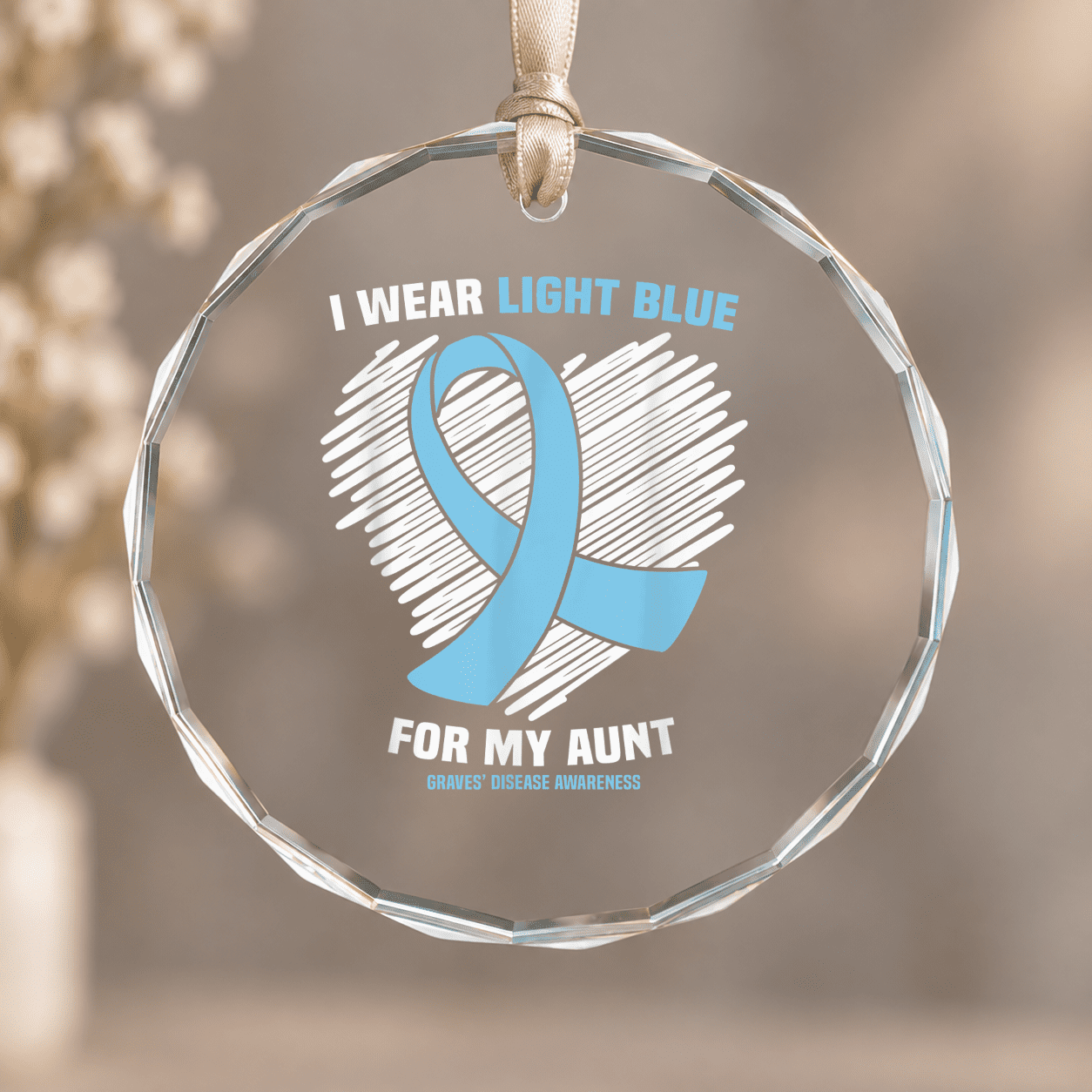 Sam Graves Light Blue Ribbon Graves Disease Awareness Ornament, Indoor Decoration ...