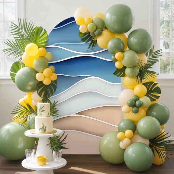 Light Blue Ripple Arch Backdrop Cover, 7.2FT, Light Blue Gradient Abstract Line Spandex Arch Covers Double-Sided Backdrop for Wedding Birthday Party Photo Background Decoration