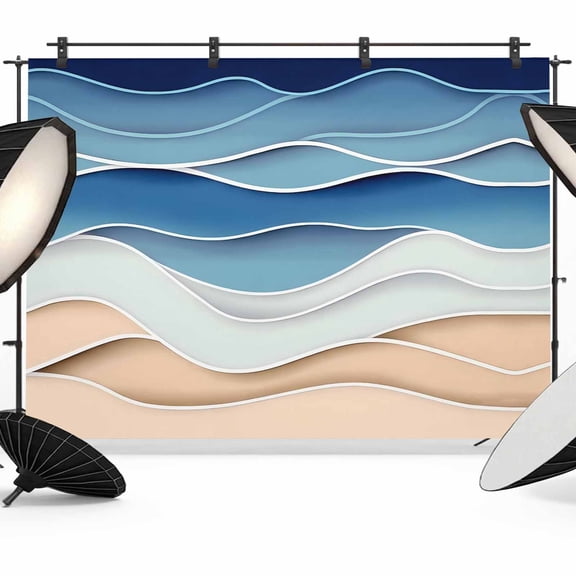 Light Blue Ripple Backdrop for Photography, Light Blue Gradient Abstract Line Photo Backdrop Portrait Background Party Banner Photo Backgrounds for Studio Booth Props, 7x5ft