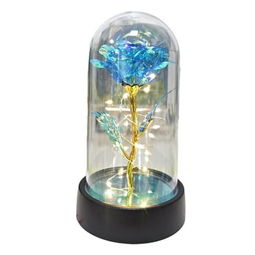 Light Blue Roses,Light Up Rose In Glass Dome,Rosas Eternas,Light Up Flowers,Light Up Rose,Valentine's Day Artificial Flower Gifts,Rose Flower Gifts Ideas(Blue 15cm/5.90in)from QiwagFerng