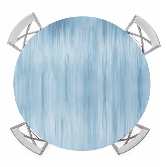 Light Blue Round Tablecloth for 36-44 Inch Tables, Fitted Table Cover with Elastic Edge, Modern Abstract Art Ombre Striped Waterproof Outdoor Table Cloth Protector for Patio Garden Dinner Picnic