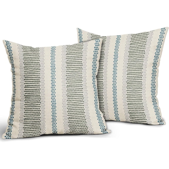 Light Blue Sage Green Pillow Covers 20x20 Set of 2 Gray Grey Dot Print Striped Decorative Outdoor Pillowcases Boho Rustic Farmhouse Decorative Throw Cushion Case Decor for Couch Sofa Bed