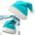 thumbnail image 1 of Light Blue Santa Hat for Unisex, Non-woven Polyester Christmas Hat with White Cuff, Soft Xmas Headwear for Holiday Party Decoration, 1 of 5