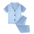 thumbnail image 1 of Light Blue Satin Pajamas,Toddler Pajamas with White Trim Details Button Down Homewear Set 2 PC Pjs Sleepwear Outfits Pajamas For Kids 2-3 Years, 1 of 5