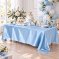 thumbnail image 1 of Light Blue Satin Tablecloth with Rectangular Polyester Design, 57 X 84 Inches, for Wedding and Party Dining, Table Cover, 1 of 4