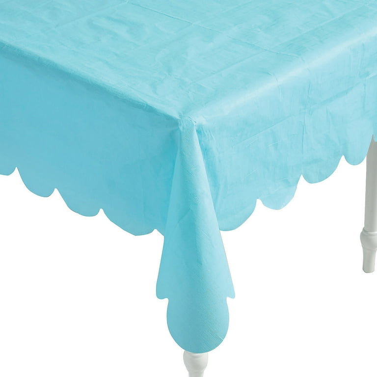 Light Blue Scallop Edge Paper Tablecloth, Party Supplies, Party, 1 Pieces