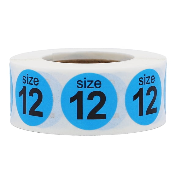 Light Blue Shoe Size 12 Stickers | 0.75" Inch Round | 500 Pack