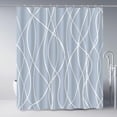 thumbnail image 1 of Light Blue Shower Curtain for Bathroom with Hooks,Shower Curtain Set,White Stripe Bath Curtains Decorative Shower Curtains Water Repellent Washable, 72x72, 1 of 6