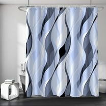 Light Blue Shower Curtain, Modern Abstract Blue and Grey Striped Shower Curtain Set for Bathroom Waterproof Polyester Shower Curtain with Hooks, 72x72 Inch