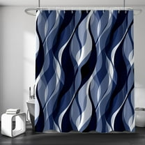 Light Blue Shower Curtain, Modern Abstract Blue and Grey Striped Shower Curtain Set for Bathroom Waterproof Polyester Shower Curtain with Hooks, 84x84 Inch