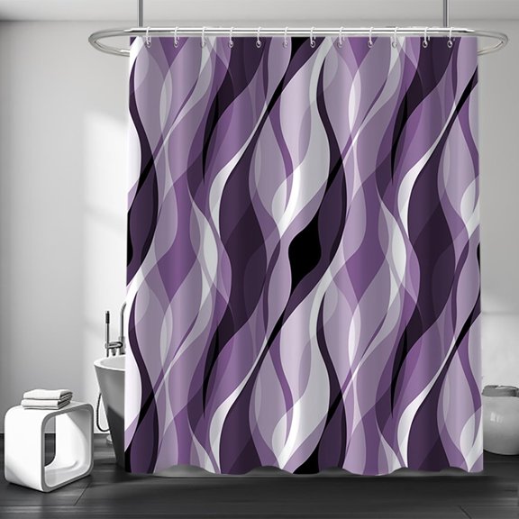 Light Blue Shower Curtain, Modern Abstract Blue and Grey Striped Shower Curtain Set for Bathroom Waterproof Polyester Shower Curtain with Hooks, 84x84 Inch