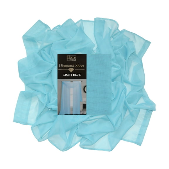 Light Blue Single Sheer Voile Window Curtain Panel: 55"W x 95"L, Fully Hemmed, Rod Pocket