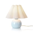 thumbnail image 1 of Light Blue Mini Table Lamp, Small Bedside Nightstand Lamp with Scalloped Shade for Bedroom, Office, Kitchen Counter, Bookshelf, Kids Dorm, 1 of 7