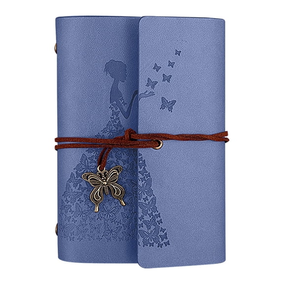 Light Blue Small Leather Notebook, 16x12cm, Blank Unlined Pages, Bound Travel Journal for Sketching (1pc)