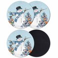 thumbnail image 1 of Light Blue Snowman Christmas Coasters Set of 4, Absorbent Coasters for Drinks, Xmas Tree Ball Snowflake Elk Coaster for Desk Coffee Table Protection, Home Decor House Warming Gifts 4", 1 of 8