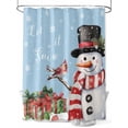 thumbnail image 1 of Light Blue Snowman Christmas Small Stall Shower Curtain, Waterproof Shower Curtains for Bathroom, Winter Snowflake Xmas Gifts Washable Fabric Cloth Bath Curtain for Bathtub with Hooks 36x72 Inches, 1 of 6