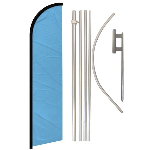 Light Blue Solid Color Windless Banner Flag & Pole Kit