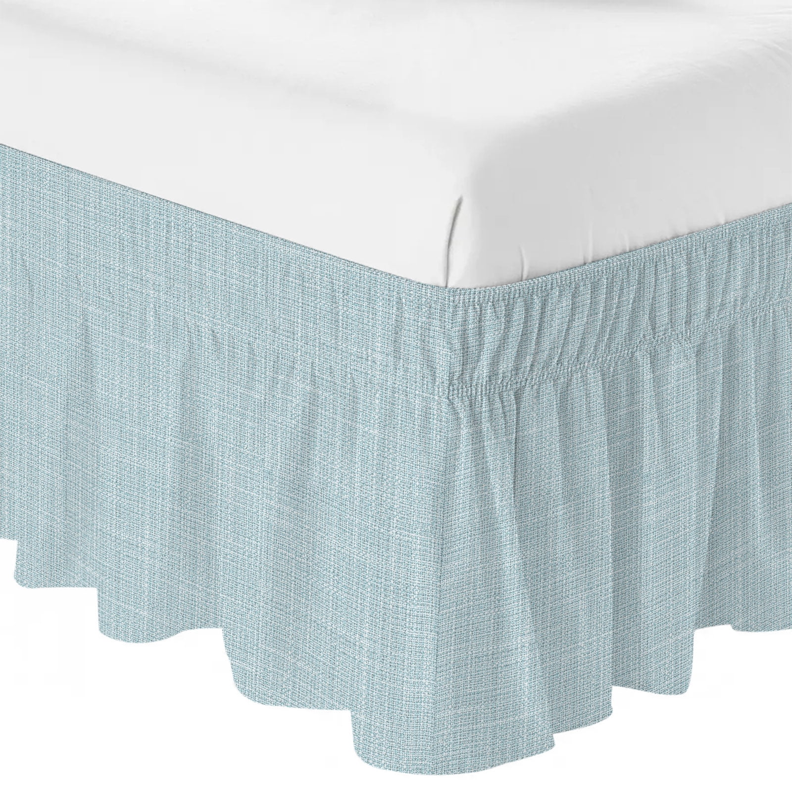 Light Blue Solid Ruffle Bed Skirt Queen Size Minimalist Cloth Pale Sky ...