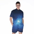 thumbnail image 1 of Light Blue Space Short Sleeve Men'S Rompers Casual Summer Jumpsuits Outfit, 1 of 4