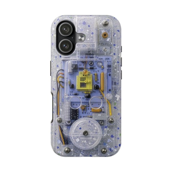 Light Blue Speckled Plastic Effect Terrazzo Clear Tough Phone Case, Dual-Layer Protective Cover for iPhone