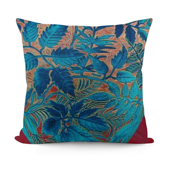 Light Blue Square Maple Leaf Pillow Embroidery Cut Velvet Cushion Case Luxury Modern Lumbar Throw Pillow Cover Decorative Pillow for Couch Sofa Living Room Bedroom Car