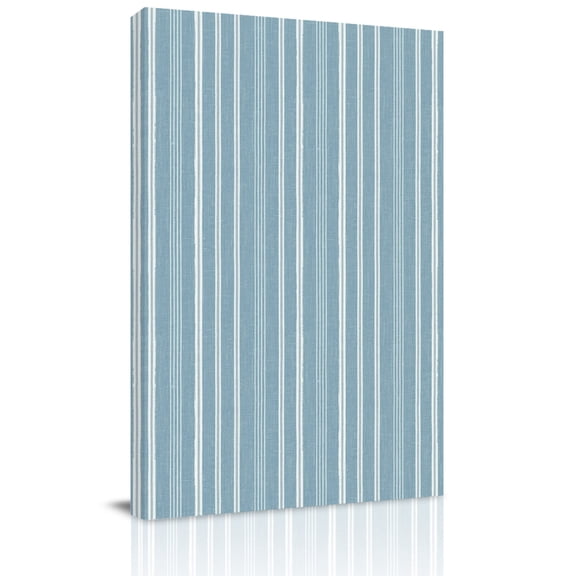 Light Blue Striped Canvas Wall Art for Living Room, Minimalism Stripes Modern Vintage Farmhouse Abstract Poster Print Painting for Bedroom Office Home Decoration Wall Pictures Prepare To Hang 8"x12"