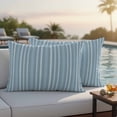 thumbnail image 1 of Light Blue Striped Outdoor Pillow Covers 20x12 Inch Lumbar Pillow Covers Set of 2 Waterproof Decorative Throw Pillow Cases Farmhouse Stripes Modern Vintage Cushion Covers for Patio Furniture Garden, 1 of 8