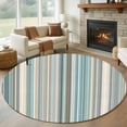 thumbnail image 1 of Light Blue Striped Round Area Rug 5Ft Washable Circle Rugs for Living Room Bedroom, Farmhouse Thin Line Modern Abstract Art Non-Slip Carpet Floor Mats Indoor Outdoor Carpet Runner Home Decor, 1 of 8