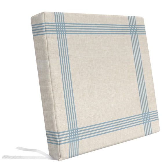 Light Blue Striped on Vintage Linen Outdoor Seat Cushion Covers Set of ...