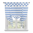 Light Blue Stripes Tie Up Curtains for Windows, Balloon Window Shades ...