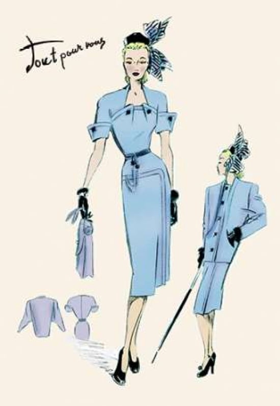 Light Blue Suit with Buttons 1947 Canvas Art - Unknown (12 x 18)