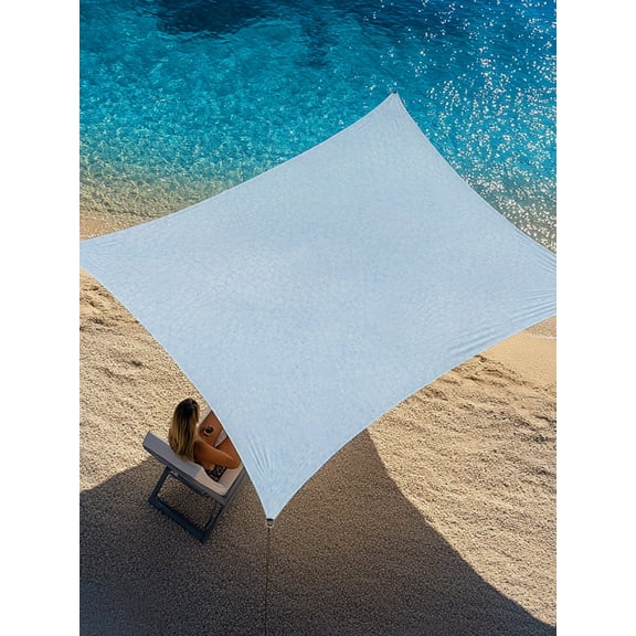 Light Blue Sun Shade Sail 8' x 10', Natural Solid Color Organic Mottling Texture Rectangle Outdoor Sunshade Canopy, Waterproof UV Block Patio Covers for Garden Yard Beach